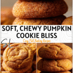 Stack of soft and chewy brown butter pumpkin snickerdoodle cookies rolled in cinnamon sugar. 2